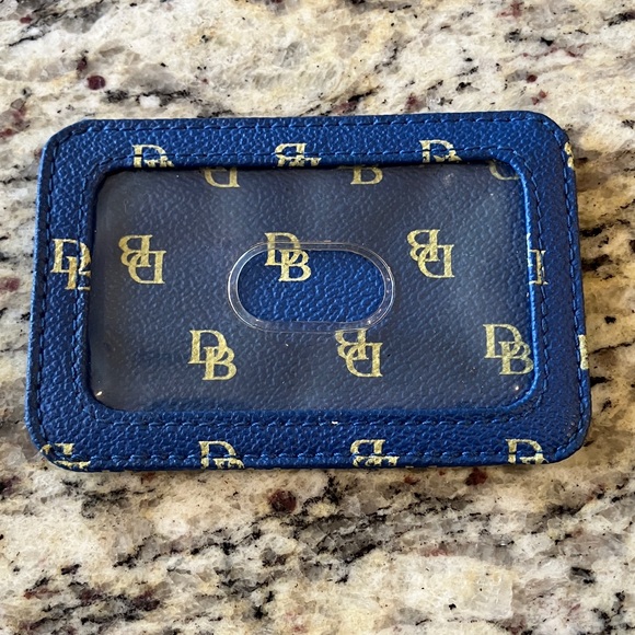 Dooney & Bourke Accessories - Dooney & Bourke DB Monogram Blue Leather ID Holder Card Case Yellow Monogram